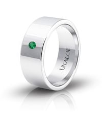 Unaloe - Sterling Wide Band Ring With Emerald – Modern Minimal Jewelry Ring - Lyst