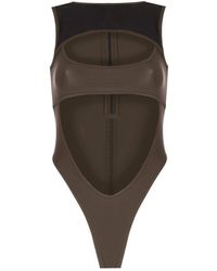 No'design - Thick Strap Cut-Out Khaki Bodysuit - Lyst
