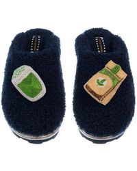Laines London - Teddy Closed Toe Slippers With Matcha Tea Brooches - Lyst