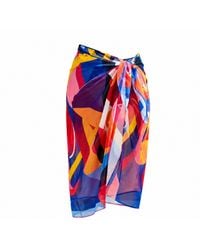 Nuvv Collection - Abstract Print Sheer Pareo Sarong - Lyst