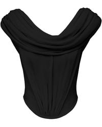 POST MERIDIEM - Draped Cowl-Neck Top With Front Panel Draping - Lyst
