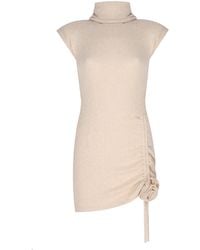 No'design - Neutrals Knit Mini Dress With Rose Detail Ecru - Lyst