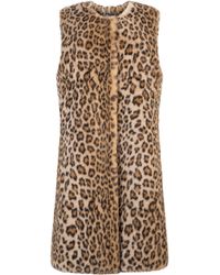 ISSY LONDON - Neutrals Lila Sleeveless Coat Vegan Luxe Leopard Faux Fur Neutral - Lyst