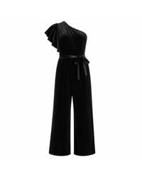 Yumi' - One Shoulder Velvet Jumpsuit - Lyst