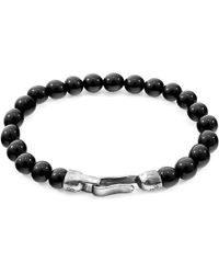 Anchor & Crew Silver & Black Onyx Stone Outrigger Bracelet - Metallic