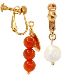 Ninemoo - Agate & Pearl Clip On Earrings - Lyst