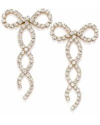 The Pink Reef - Crystal Ribbon Bow Earring - Lyst