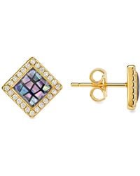 Kylie Harper - Mosaic Abalone Mother Of Pearl Square Stud Earrings - Lyst