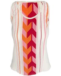 Haris Cotton - Embroidered Cotton Tank Top And Rib Details Arrow - Lyst