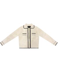Roch Perel - Neutrals Cream Trimline Collar Cardigan - Lyst