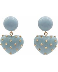 Michael Nash Jewelry - Lavinia Aqua Resin Studded Heart Drop Earrings - Lyst