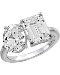 Diamonbliss - Oval & Emerald Cut Two Stones Cocktail Ring - Lyst