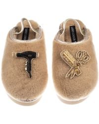 Laines London - Neutrals Flatform Cloud Closed Toe Slippers With Hairdresser Brooches - Lyst