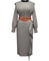 Smart and Joy - Tailor Dress With Wide Shoulder And Vertical Ruffle - Lyst