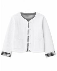 Yumi' - Gingham Reversible Cotton Quilted Cropped Jacket - Lyst