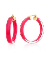 Gold & Honey - Flat Illusion Lucite Hoop Earrings - Lyst
