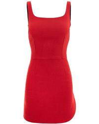 AVENUE No.29 - Bodycon Mini Dress With Straps And Rounded Side Slit - Lyst