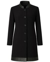 Conquista - Coat With Pleather Detail - Lyst