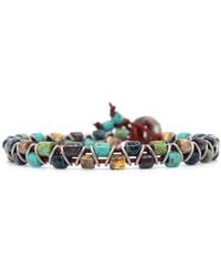 Shar Oke - Turquoise, Yellow & Black Picasso Czech Beads & Red Leather Beaded Bracelet - Lyst