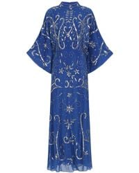 Frock and Frill Embroidered Maxi Dress With Lace Inserts in Black | Lyst