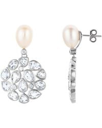 Lulu B London - Topaz & Pearl Statement Stud Drop Earrings - Lyst