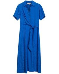 Niza - Dijon Wrap Midi Dress With Shirt Collar And Bow - Lyst