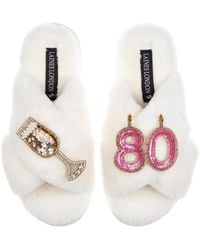 Laines London - Classic Laines Slippers With 80Th Birthday & Champagne Glass Brooches - Lyst