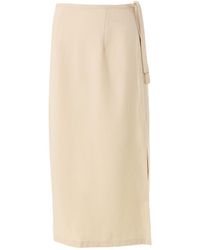Louche - Neutrals Timo Satin Back Crepe Sustainable Midi Skirt - Lyst