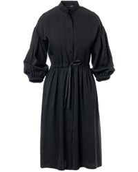 concept A trois - Mid-Length Tunic Dress With Puff Sleeve And Pockets - Lyst