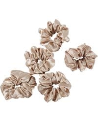 Soft Strokes Silk - Neutrals Pure Mulberry Silk French Scrunchie Set Of Five - Lyst