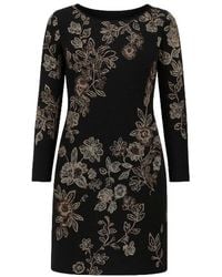Conquista - Print Long Sleeve Straight Dress - Lyst
