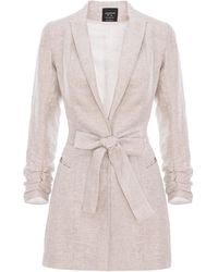 AVENUE No.29 - Neutrals Single Breasted Linen Blazer With - Lyst
