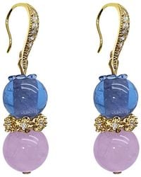 Farra - Amethyst With Berry Dangle Earrings - Lyst