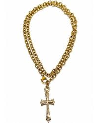 Jagged Halo Jewelry - Cross Convertible Stainless Steel Necklace Plated - Lyst