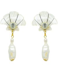 Gissa Bicalho - Neutrals Handmade Earring Shell And Pendant Pearl Clay - Lyst