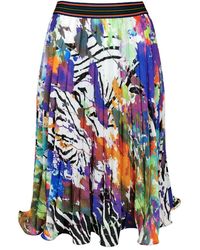 Lalipop Design - Multi-Color Digital Print Pleated Skirt With Wavy Hem - Lyst