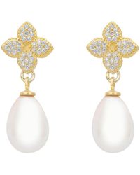 LÁTELITA London - Clover Flower Pearl Drop Cz Earrings - Lyst