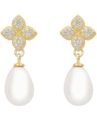 LÁTELITA London - Clover Flower Pearl Drop Cz Earrings - Lyst