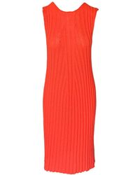 Haris Cotton - Knitted Sleeveless Rib Dress Coral - Lyst