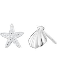 Posh Totty Designs - Sterling Silver Starfish & Shell Stud Earrings - Lyst