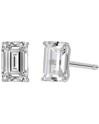 Diamonbliss - Embellished Swarovski Stone Platinum Plated Sterling Solitaire Emerald Cut Stud Earrings One Carat - Lyst