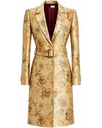 Richa Sharma - Neutrals Handcrafted Jacquard Floral Belted Coat - Lyst