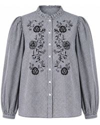 Yumi' - Cotton Gingham Embroidered Shirt - Lyst