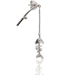 Frenvyrn - Mars Sterling Fishin' Fish Bone Dangle Earring Single For Right Ear - Lyst