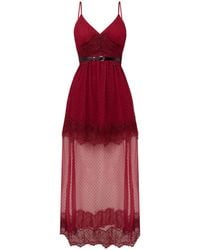Sour Figs - Sheer Dotted Lace Layered Maxi Dress - Lyst