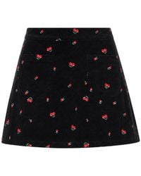 Yumi' - Cherry Embroidered Cord Mini Skirt - Lyst