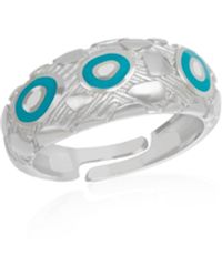 Spero London - Natural Textured Sterling Evil Eye Ring - Lyst