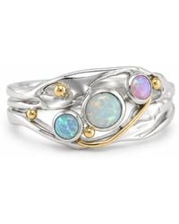 Isla Silver - Three Fire Opal Sterling Ring With Accents - Lyst