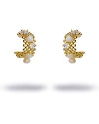Ebru Jewelry - Pearl & Diamond Filigree Hoop Statement Earrings - Lyst