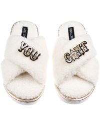 Laines London - Neutrals Laines Neutral Boucle Slippers With You Cunt Brooches - Lyst